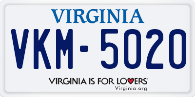 VA license plate VKM5020
