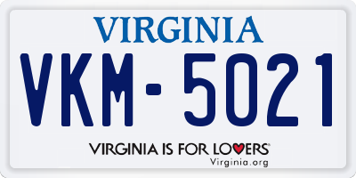 VA license plate VKM5021