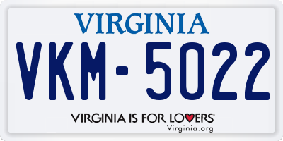 VA license plate VKM5022