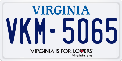 VA license plate VKM5065