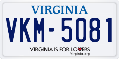 VA license plate VKM5081