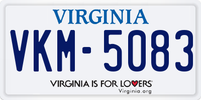 VA license plate VKM5083