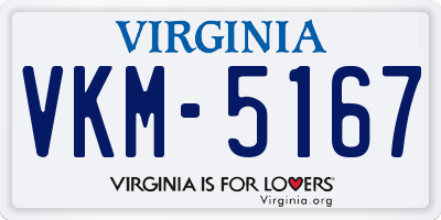 VA license plate VKM5167