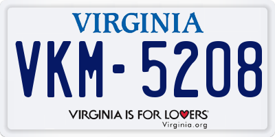 VA license plate VKM5208