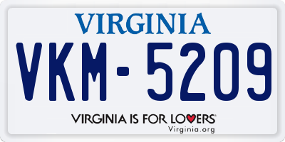 VA license plate VKM5209