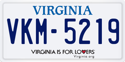 VA license plate VKM5219