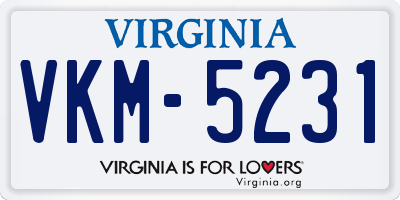 VA license plate VKM5231