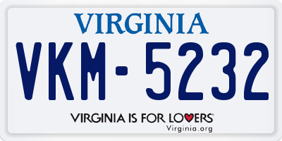 VA license plate VKM5232