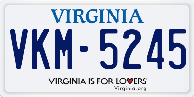 VA license plate VKM5245