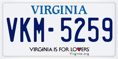 VA license plate VKM5259