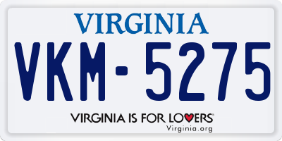 VA license plate VKM5275