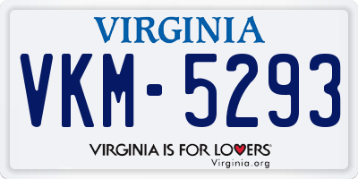 VA license plate VKM5293