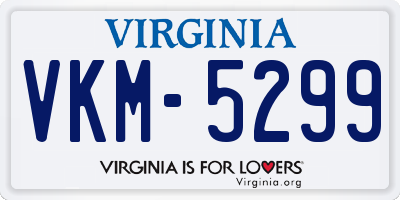 VA license plate VKM5299
