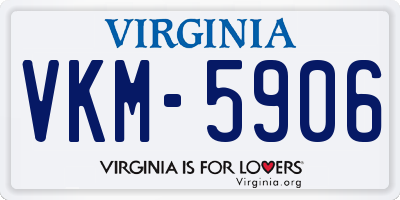 VA license plate VKM5906