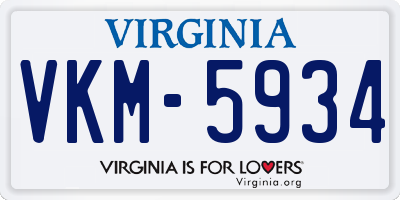 VA license plate VKM5934