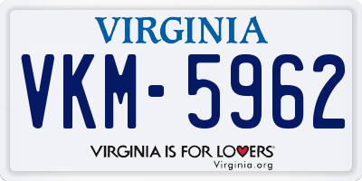 VA license plate VKM5962