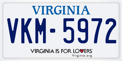 VA license plate VKM5972