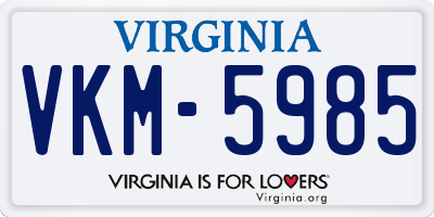 VA license plate VKM5985