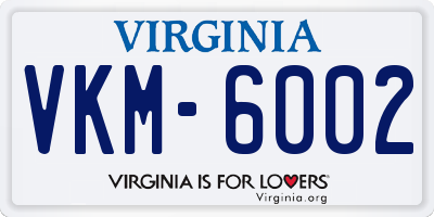 VA license plate VKM6002