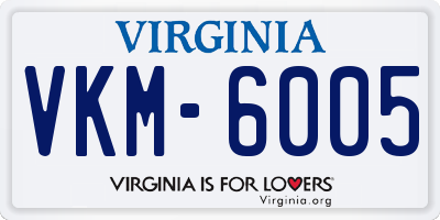 VA license plate VKM6005
