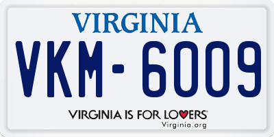 VA license plate VKM6009