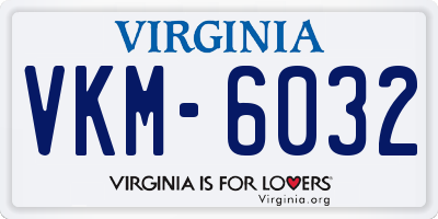 VA license plate VKM6032