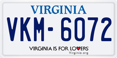 VA license plate VKM6072