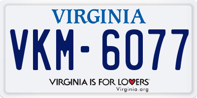 VA license plate VKM6077