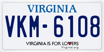 VA license plate VKM6108