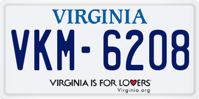 VA license plate VKM6208