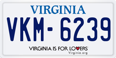 VA license plate VKM6239
