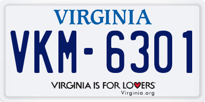 VA license plate VKM6301