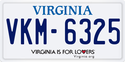 VA license plate VKM6325