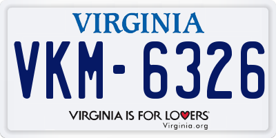 VA license plate VKM6326
