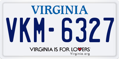VA license plate VKM6327