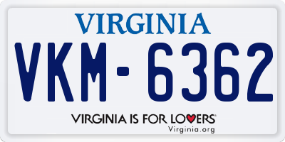VA license plate VKM6362