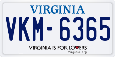 VA license plate VKM6365