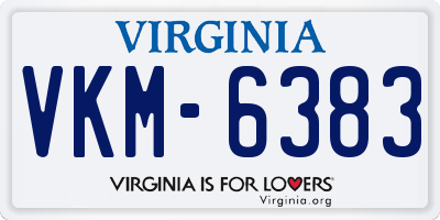 VA license plate VKM6383