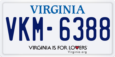 VA license plate VKM6388