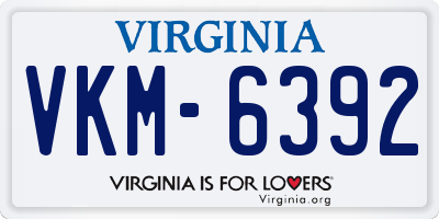 VA license plate VKM6392