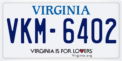 VA license plate VKM6402