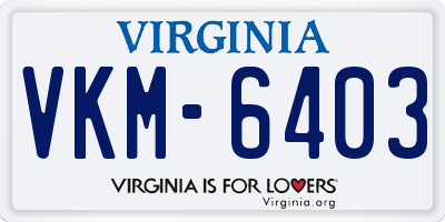 VA license plate VKM6403