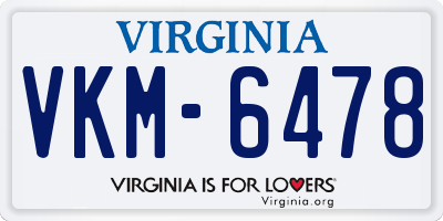 VA license plate VKM6478