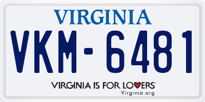 VA license plate VKM6481