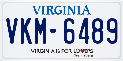 VA license plate VKM6489