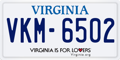 VA license plate VKM6502