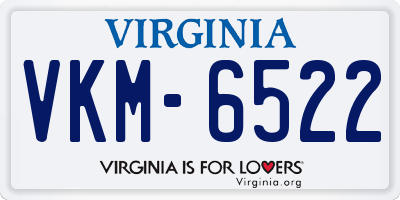 VA license plate VKM6522