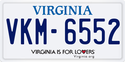 VA license plate VKM6552