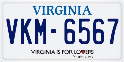 VA license plate VKM6567