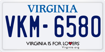 VA license plate VKM6580